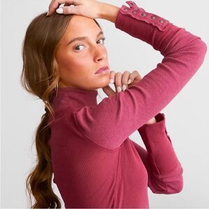 Free People Jojo Thermal Snap Long Sleeve